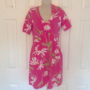Lilly Pulitzer Pink Daisy Print Short Sleeve Dress with Pockets M